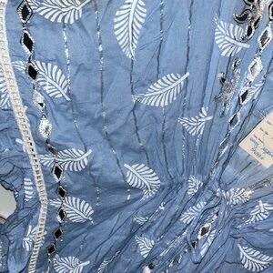 Blue Leaf Print Dress